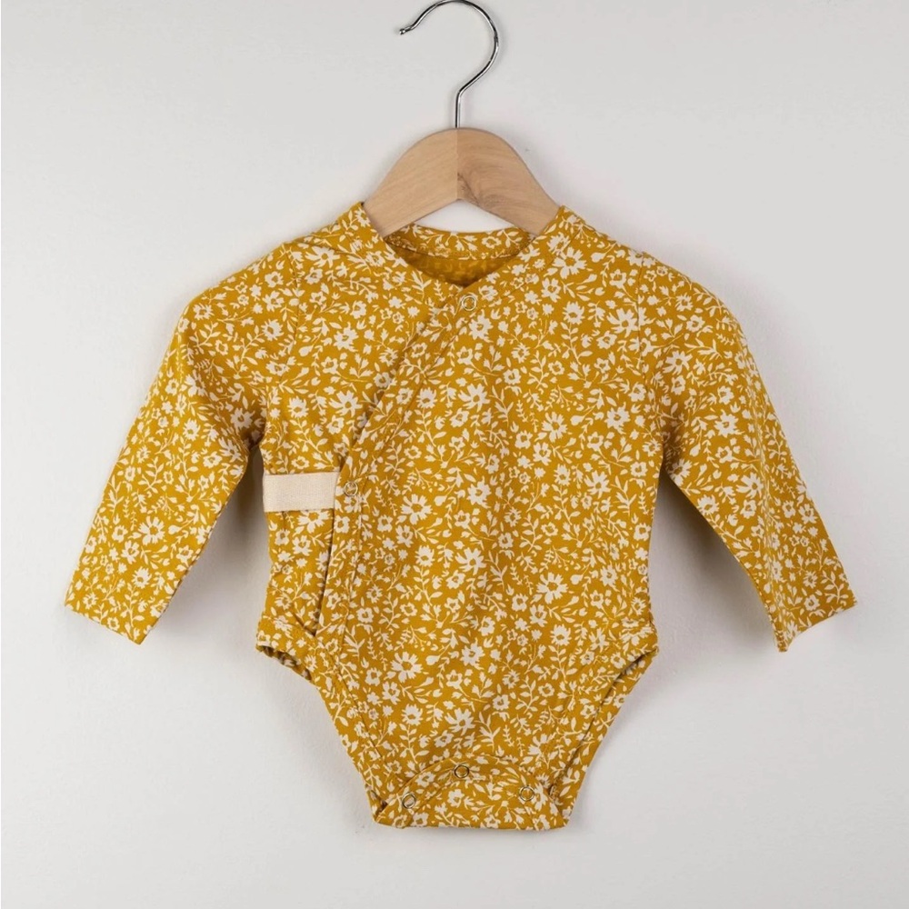 Creative Co-Op Mustard Floral Onesie | Size 6-9 Months